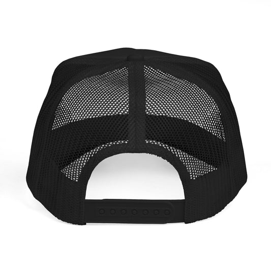 Trucker Hat — Embroidered Black Metal Logo Foam Cap